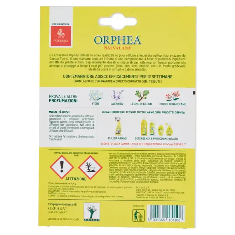 Orphea Emanatori Salvalana cu Parfum de Flori 2 piese pentru Dulapuri Bax 24 buc.